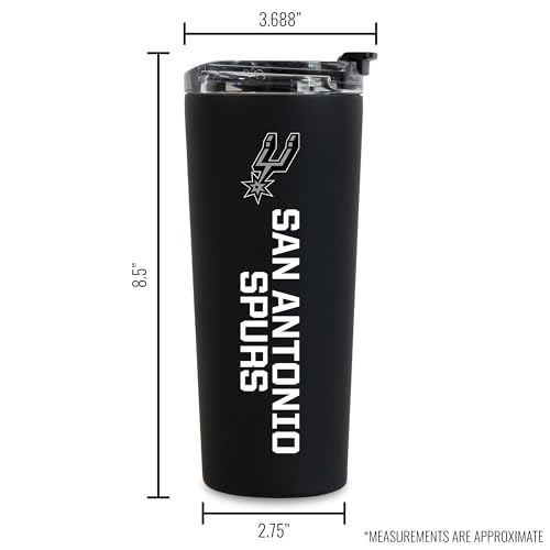 Image of Rico Industries NBA Basketball San Antonio Spurs Black 24oz Stainless Steel Tumbler with Lid and Dual Functioning Lid