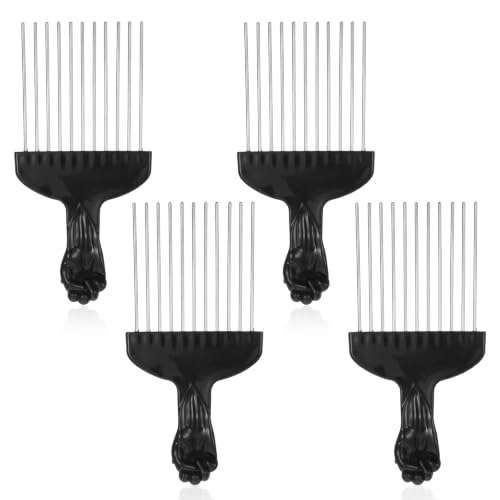 4 Peines Afro para Cabello Rizado con Mango de Acero miniatura 1