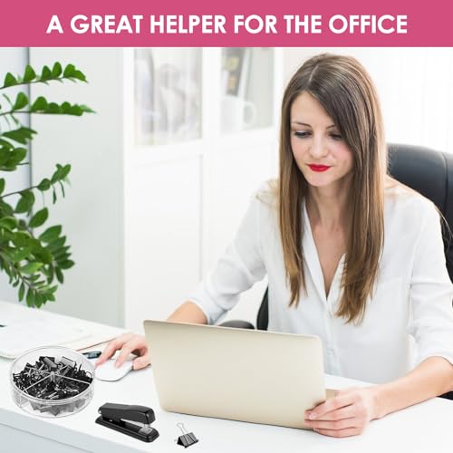Kit de papelería de oficina, set de grapadora, juego de grapas con soporte para cinta y otros accesorios de material de oficina y papelería. Ideal para suministros de oficina, hogar y escuela. Negro - imagen 7