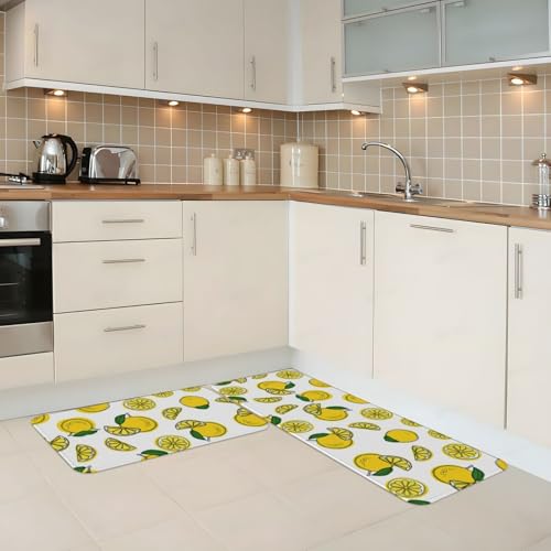Tapetes de cocina EdWal con estampado de limones y acabado premium de alta resistencia 3