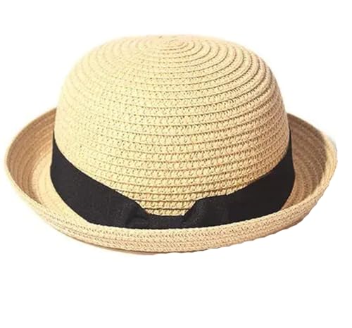 Chapeau panama pour femmes chapeau de plage d'été en paille bord plat avec nœud papillon