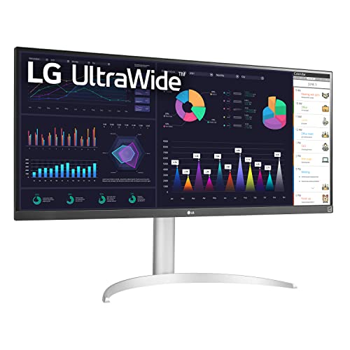 LG 34WQ650-W 34 Inch 21:9 UltraWide Full HD (2560 x 1080) IPS Monitor, with RGB 99% Color Gamut, VESA DisplayHDR 400, USB Type-C, AMD FreeSync, Built in Speakers, Tilt/Height Adjustable Stand by LG - Used condition - Image 3