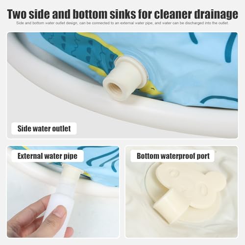 Masiunoz 45" Foldable Bathtub for Adults,Portable Bath tub, 1.15 Meter Foldable Bathtub for Indoor/Outdoor Use (Ocean Blue-45")