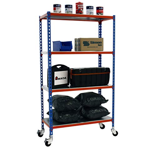 Étagère rangement Simon Rack avec point de flexion structure acier bleu orange Simonclick - 2