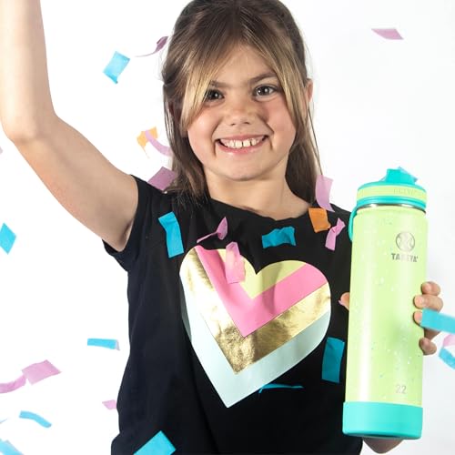Image of Takeya 22 oz Actives Stainless Steel Water Bottle with Straw Lid - Leakproof, Double-Wall Insulated, Keeps Drinks Cold 24 hrs /Hot 12 hrs, BPA-Free, Powder-Coated, Gym & Travel, Confetti Green Grass