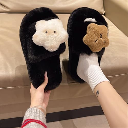 Epsion Fuzzy Slippers for Women Star Shape Comfy Open Toe Slip on Thick Sole House Shoes 6