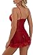 ONGASOFT Damen Sexy Unterwäsche für Frau Spitze Babydoll Sexy Dessous Sets Negligees Nachthemd V-Ausschnitt Und G-String, Rot