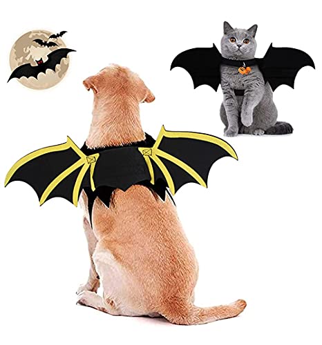 Vcgudoe Halloween Dog Cat Costume, Halloween Pet Costume Bat Wings With Pumpkin Bells, Halloween Apparel Cosplay, S #TOP1