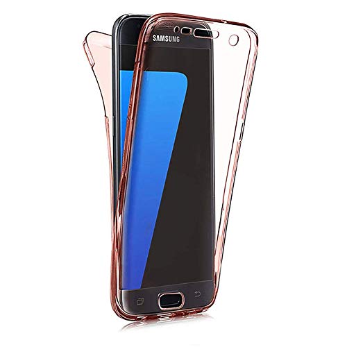 Preisvergleich Produktbild Homikon 360 Grad Fullbody Siliko Hülle Durchsichtige Handyhülle Ganzkörper-Koffer Komplettschutz Schutzhülle Vorne & Hinten Rundum Case Tasche Kompatibel mit Samsung Galaxy A5 / A8 2018 - Roségold