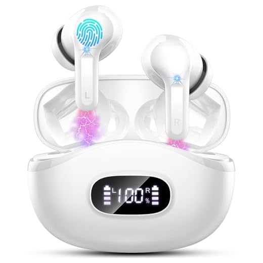 Ecouteurs Bluetooth sans Fil 2025, Oreillette Bluetooth 5.3 avec Son Hi-Fi Stéréo, 4 Micro ENC Anti Bruit, 40H d’Autonomie, Écran LED, Confort Optimal, IPX7 Étanche Ecouteurs sans fil pour iOS/Android