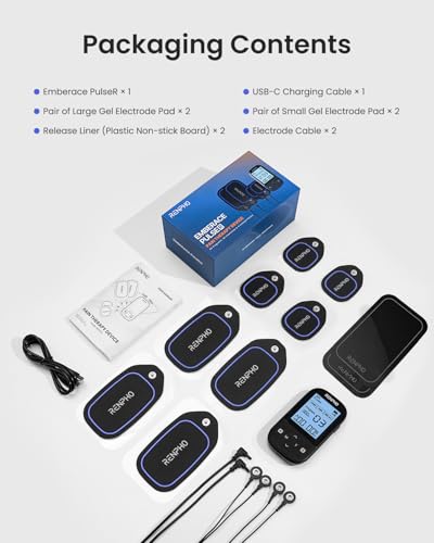 Image of RENPHO TENS Unit Muscle Stimulator, 60 Programs EMS Unit for Back Pain Relief, Rechargeable TENS Machine with 20 Intensities, Muscle Growth Massager for Sciatica Shoulder Neck 8 Electrodes Pads