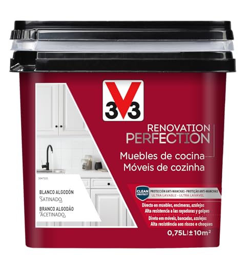 V33 Esmalte Renovation Perfection Cocina Blanco Algodón Satinado 0,75L