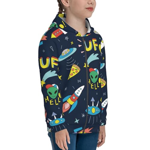 Funny Spaceships Kid Hoodies Boys Zip Up Sweatshirts Girls Pullover with Pocket4