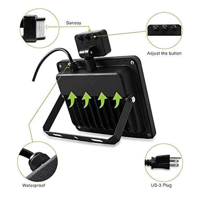 Motion Sensor Flood Light 10W Security Light 6500K Daylight White