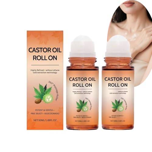 Aceite de ricino orgánico Roll On, con piedra de cuarzo rosa, hidratación de la piel, cuidado de pestañas, crema hidratante natural para cara, cejas, cutículas, sin aditivos, bola de cristal de