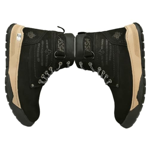 حذاء سيفتي رجالي ASSA جلد طبيعي شمواه 100% مقممه حديد و شريحة حديد في النعل و النعل لاصق و خياطة نعل كوتشي لون بندقي (اسود شمواه, 43)