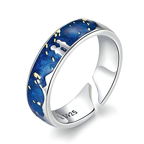 Bague pluie de météores bleus ajustable fini les problèmes de taille