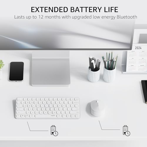 Rapoo 9010M Multi-Device Keyboard and Mouse Combo, 2.4GHz/Bluetooth 5.0/4.0 Wireless Keyboard & Mouse Set for Windows/Mac/Linux/Chrome, Support 4 Devices, Low-Profile Silent Click, Battery Powered by Rapoo - Image 8