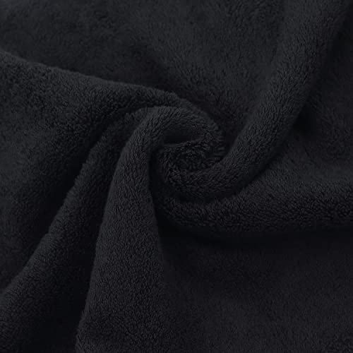 Image of Luxury Hotel & Spa Quality, Quick Dry 100% Turkish Cotton 700 GSM, Eco Friendly Towel, for Bathroom, Gymand Kitchen Dobby Border Soft Hand Towel Set 16 X 30, Black, Hand Towels - Set of 6