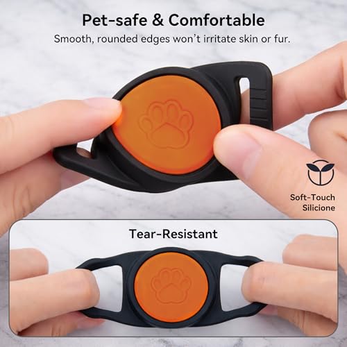 Image of GOCII for Airtag Dog Collar Holder 2 Pack,Waterproof Dog Collar Holder for Apple AirTag(Gen 1 & 2),Silicone Air Tags Case for Dog Collars(Black & Orange)