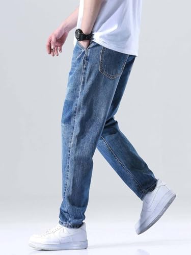 Image of KOTTY Men's Straight Leg Cargo Jeans - Retro Street Style Denim with Utility Pockets