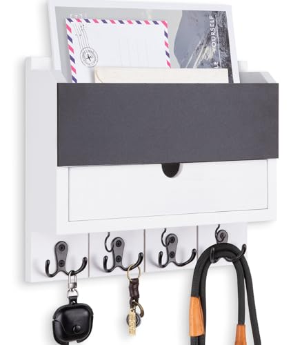 Lucundm Mail and Key Holder Wall Mount with Storage Drawer