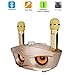 Produktbild ASHATA Karaoke-Anlage Karaoke-Set, Karaoke-System Wireless Bluetooth Stereolautsprecher,Party-Soundsystem Home KTV Speaker Karaoke Player 2 Dynamisches Mikrofon Kit,Unterstützt TF-Karte/USB(Gold)