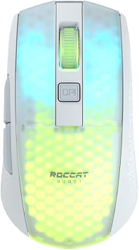 ROCCAT Gaming Mouse Burst Pro Air Wireless 2.4GHz/Bluetooth White/White Optical/19K/Optical Switch/Side Buttons/Lightweight 81g/PTFE/Reflex German Design