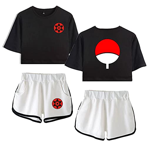 Verano de Las Mujeres Pijamas de Dos Piezas Set pantalón Corto y Camiseta N.a.r.u.t.o. (1,S,80%...
