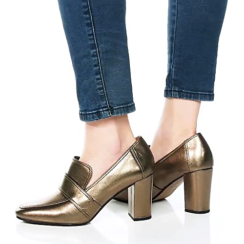 Image of MOOMMO Women Chunky Block Heel Pumps Round Closed Toe Slip On Oxford Loafers Shoes High Heels Snakeskin Work Pump Suede Loafer for Office Ladies Classic Formal Business Professional 4-13 M US