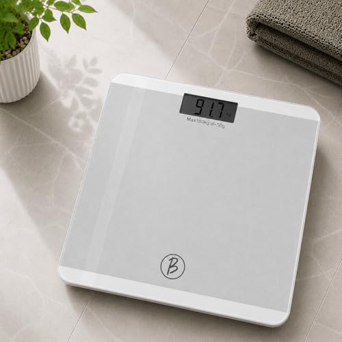 Image of Btag Premium Digital Body Weight Scale | 26x26 cm Wide Platform | Clear LCD Display | Anti-Skid Base | 180 kg Capacity Block Design (White)