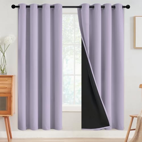 Image of SimpleHome Lilac 100% Blackout Curtains Room Darkening Living Room 72 Inch