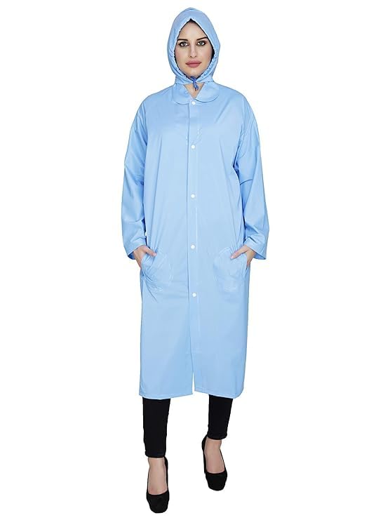 Tricky Shopper™ Women/Girl Solid PVC Raincoat With Detachable Hood S Size Blue Color-picture-20