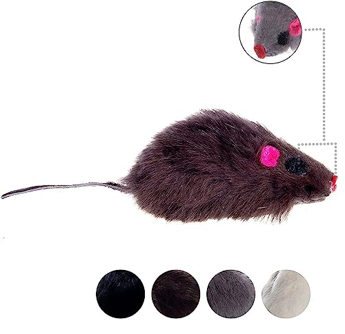 Image of PETS EMPIRE Fun Plush Cat Rats, Cats Hunting Mouse Toys, Bite Proof Cat Toy, Interactive Mice Plush, Kitten Playing Toys Rat, Soft Mouse Toys for Cats, Kittens - 2Pcs (Color May Vary)