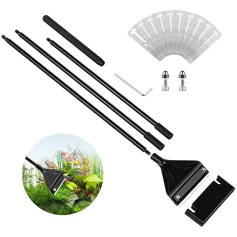 PONDON 26-Inch Extendable Aquarium Algae Scraper - Stainless Steel Blade, Rust-Resistant Aluminum Cleaner for Glass Tanks Cover