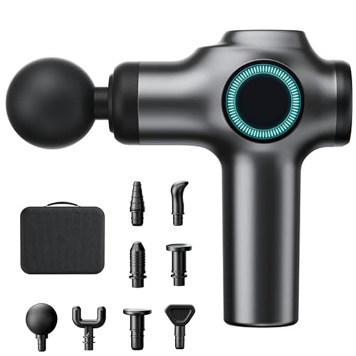 Massage Gun, Deep Tissue Muscle Massager for Body Pain Relief, Handheld Massager with 8 Percussion Heads - Powerful 99 Speeds with Carry Case, LCD Touch Screen & USB Fast Charging Massage Gun, Deep Tissue Muscle Massager for Body Pain Relief, Handheld Massager with 8 Percussion Heads - Powerful 99 Speeds with Carry Case, LCD Touch Screen & USB Fast Charging