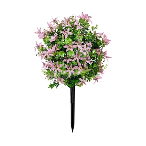 Juego de 2 árboles topiarios de boj de 27 pulgadas para exteriores con arbusto sintético de flor, arbusto resistente para jardín, porche, patio (68.6 x 45.7 cm) VGy809 (60 x 40 cm)