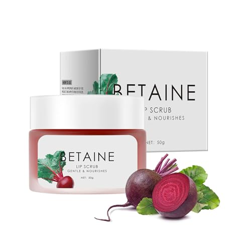 Image of Betaine Lip Scrub - Deep Exfoliating Sugar Polish, Lip Balm For Exfoliation & Dark Lip Moisturizing, With Walnut, Almond & Shea Butter, Removes Dead Skin & Smooths Lip Lines.1.76oz