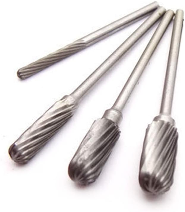 Luo ke 4 Pcs Aluminum Cutting Burr - 3/32 Inch Shank Tungsten Carbide Bits For Rotary Tool Include Dremel (C Type Single Slot)