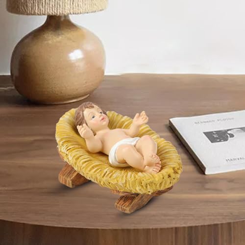 Manjedoura do Menino Jesus, Figuras de resina para presépio de Natal - Estatueta de bebê Jesus na ma