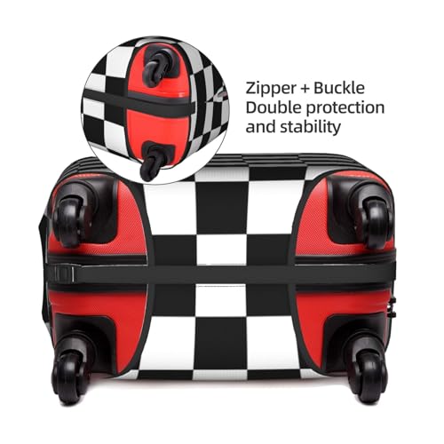 EdNeY Checkered White Black Racing Flag Travel Luggage Cover Elastic Anti-scratch Suitcase Cover Protector Spandex Stretch Luggage Baggage Covers Fits 22-24 Inch Luggage,M4