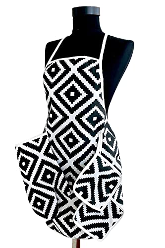 Oven Mitts And Pot Holders With Oven Gloves For Kitchen, Cooking Gloves And Cooking Apron Cooking Gifts For Women, Oven Mitts And Pot Holders Sets (Black And White 3) #TOP4