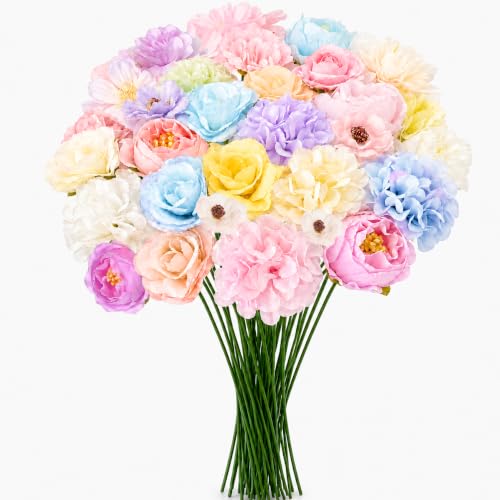 FVKN 30 PCS Multicolor Artificial Wildflowers Fake Silk Flowers Combo Set