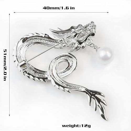 Image of Vintage Crystal Dragon Brooch Lapel Pin Decorative Safety pins for Clothing Rhinestone Animal Brooch Jewelry