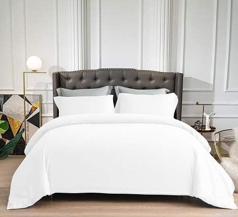 JÁCLER King Size 3 Piece Duvet Cover Set - Duvet Cover with 2 Pillow Shams -Extra Soft -Easy Fit -Breathable, Wrinkle Free, Fade, Stain Resistant, - Zipper Closure - White