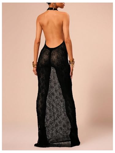 Robe longue transparente dos nu pour femme Floerns chic - 3