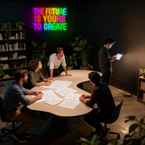 Image of The Future Is Yours to Create Neon Sign for Wall Decor Inspirational Neon | Dimmable Led Neon,Teen Birthday Gifts,5V USB Powered,Bedroom Office Decor, Classroom Library Wall Art,13.7*9.2in