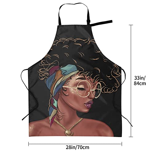 Perinsto African American Woman Girl Waterproof Apron With 2 Pockets Kitchen Chef Aprons Bibs For Cooking Baking Painting Gardening Grooming #TOP1