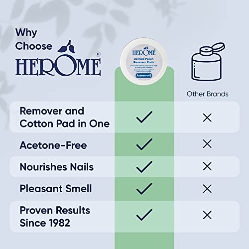 Foto von Herome Pflegender Nagellackentferner Pads - Nail Polish Remover Pads Acetonfrei, Mild und Pflegend - 1*30 pads