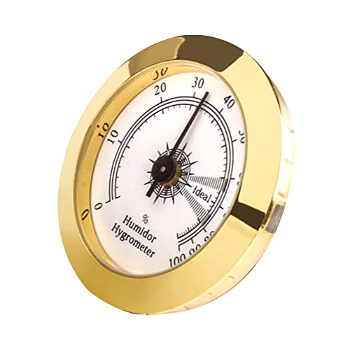 Higrómetro analógico de latón - Humidor higrómetro analógico de vidrio dorado - puros probador de humedad combinación de alta precisión para bodegas de puros guitarra violín